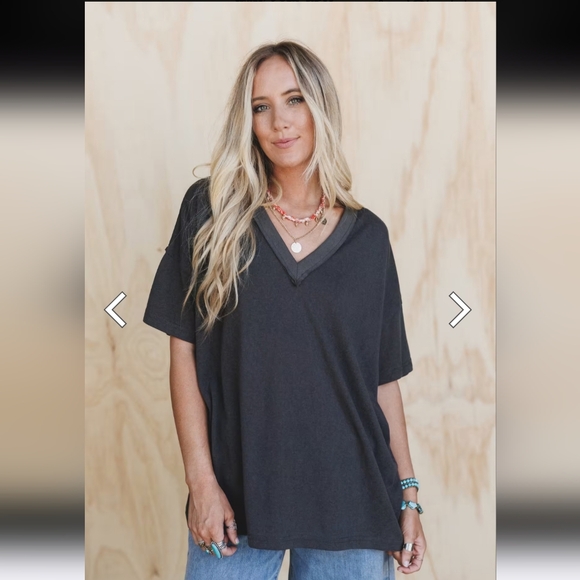 Three Bird Nest Tops - Three Bird Nest Tash V Neck Ribbed Gray Shirt Large Nwt